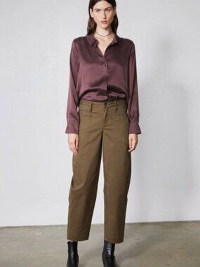 Ruti The Slouchy Soft Twill Pants – Olive Green – Size 8
